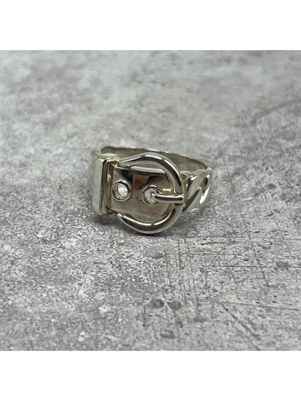 Hermes Boucles Sellier Ring Silver